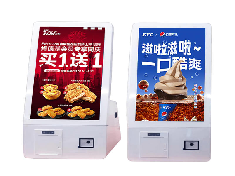 Desktop 27 Inch Self Service Kiosk Register Touch Screen Pos System Self Ordering Payment Kiosk food ordering machine