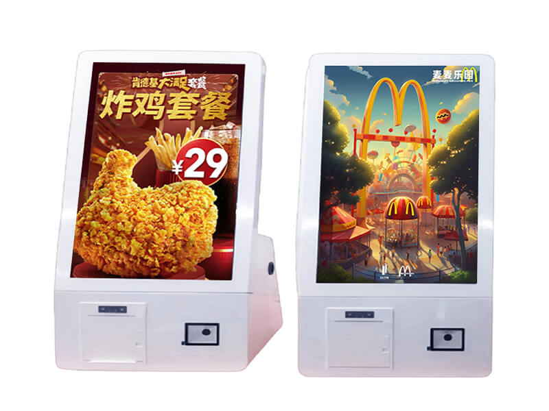 Desktop 27 Inch Self Service Kiosk Register Touch Screen Pos System Self Ordering Payment Kiosk food ordering machine