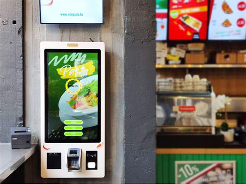 21.5 inch self service cash register kiosk Wall Mount Food Ordering Kiosk In Restaurant with Card Payment Terminal