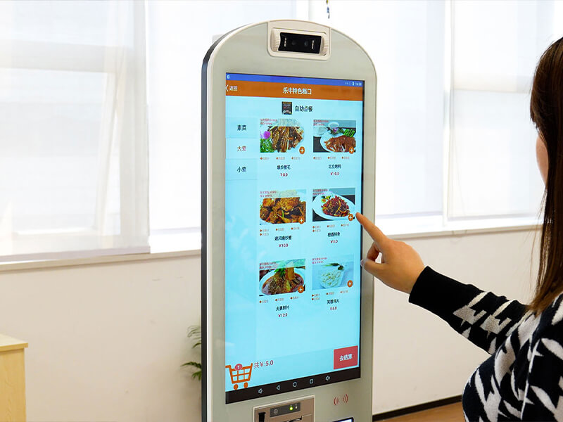 21.5 inch self service cash register kiosk Wall Mount Food Ordering Kiosk In Restaurant with Card Payment Terminal