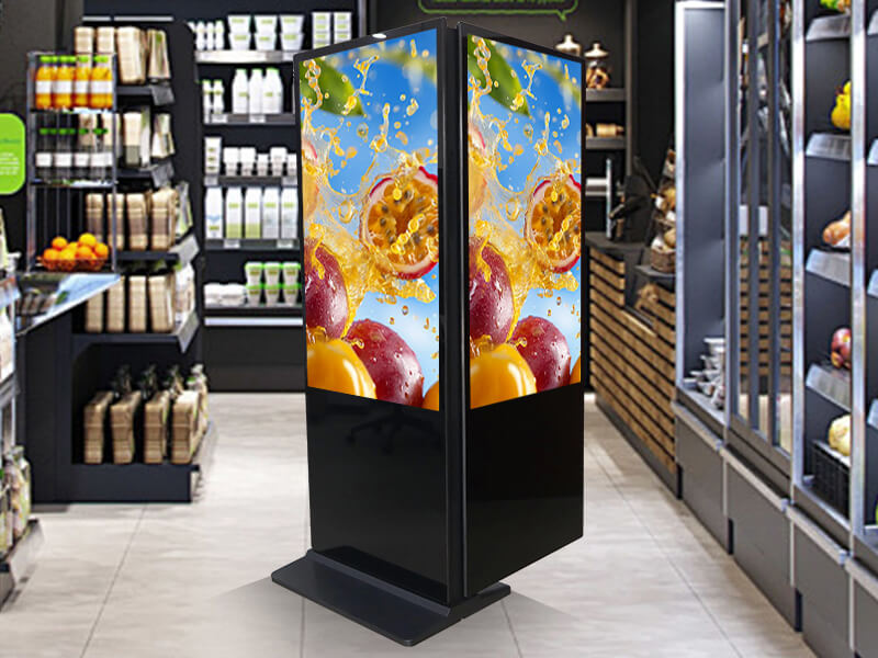 ​Indoor 55 Inch Ultra Slim Dual Screen Digital Signage Shop Display 4k LCD UHd Vertical Double Sided Advertising Screen