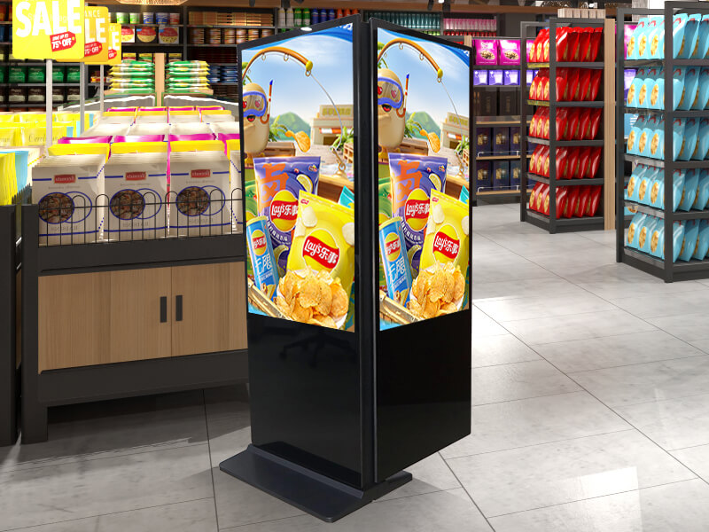 ​Indoor 55 Inch Ultra Slim Dual Screen Digital Signage Shop Display 4k LCD UHd Vertical Double Sided Advertising Screen