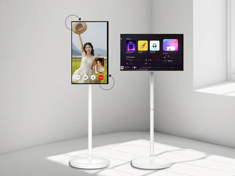 Lcd Display 21.5 24 27 32 Inch Stickme Android 13 Wireless Portable Tv, Rolling Monitor Stand Tv Follow By Me Smart Portable Tv On Wheels
