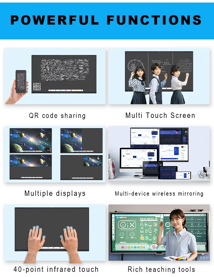 Qtenboard OEM ODM 65 75 86 98 110 Inch Office Meeting Smart Interactive Touch Panel 4K LCD Infrared Touch Electronic Whiteboard