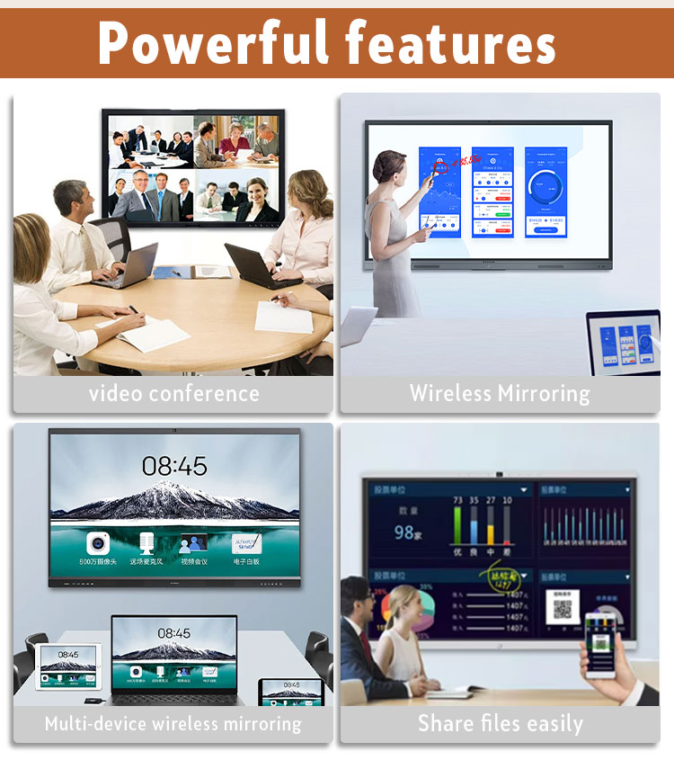 Qtenboard 55 65 75 85 100 110 Inch Dual System Digital Business Smart Board Education Interactive Whiteboard for Company Meeting