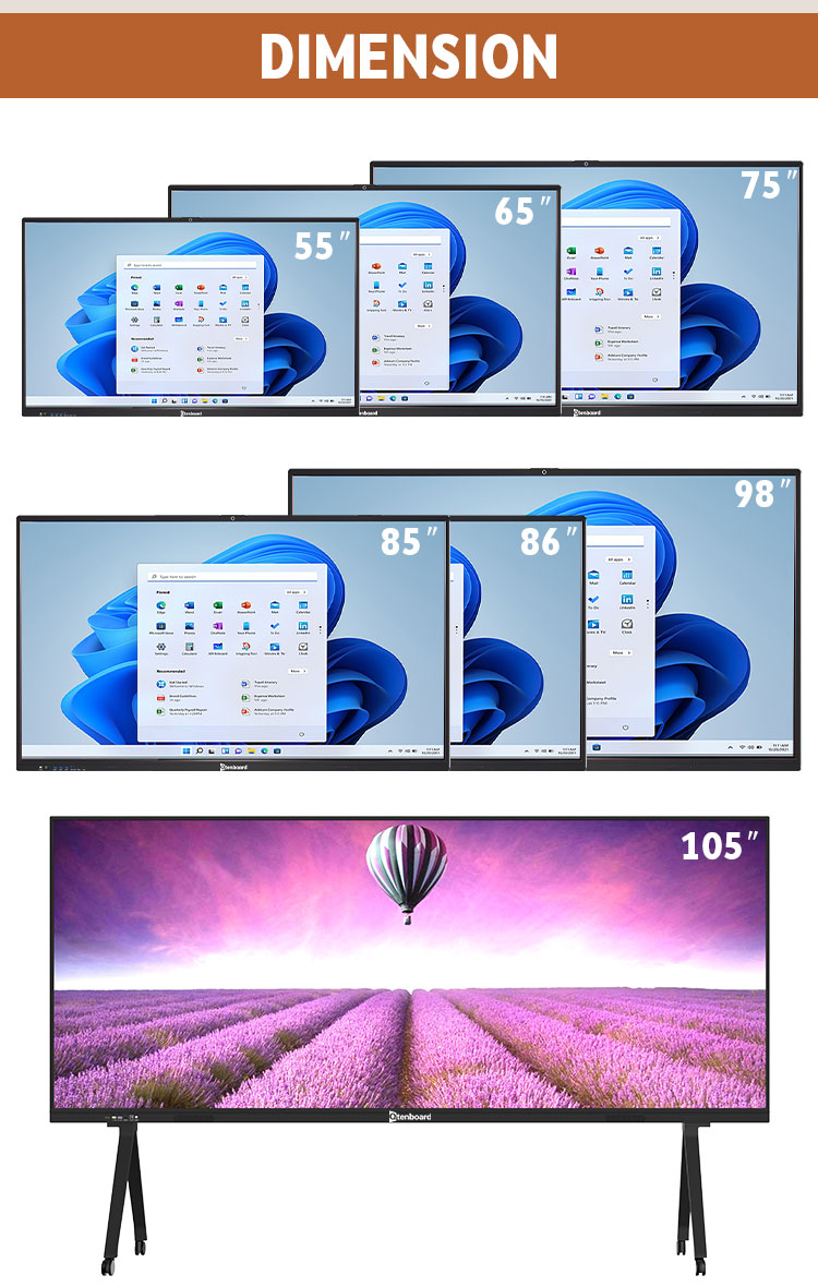 Qtenboard Interactive Drawing Board Touch Screen Smart Whiteboard Lcd Interactive Board for School and Meeting