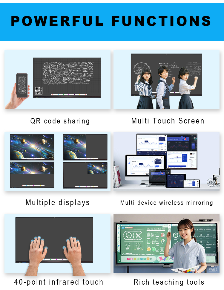 Qtenboard 65 75 86 Inch 4k Touch Screen School Classroom Digital Board Interactive Smartboard