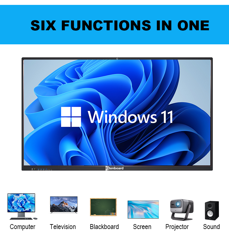 Qtenboard 65 75 86 Inch 4k Touch Screen School Classroom Digital Board Interactive Smartboard