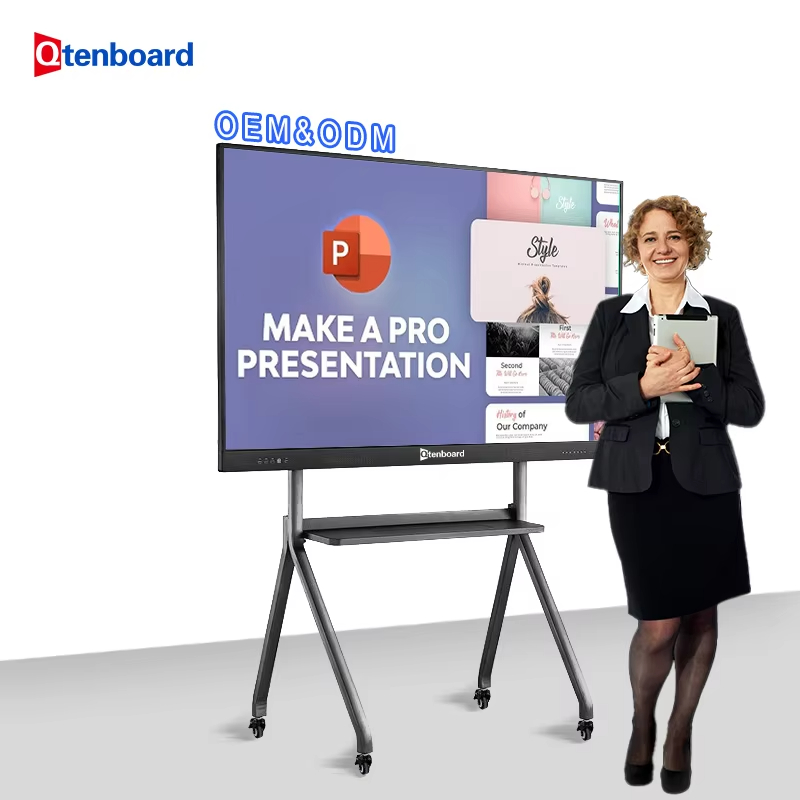 Qtenboard 65 75 85 86 98 100 105 110 Inch 4k Display Smart Digital Board Ir Touch Screen Interactive Whiteboard For Online Education