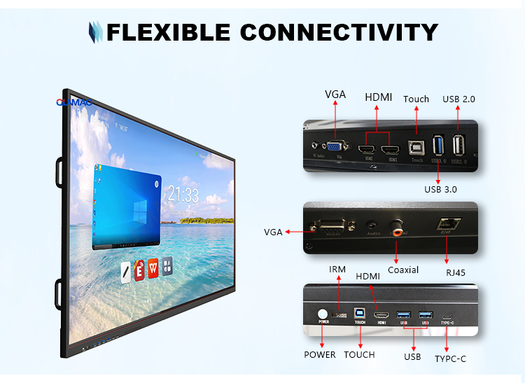 Qtenboard School Teaching 105 Inch 4k 5k Electronic Infrared Touch Display Screen Interactive Smartboard