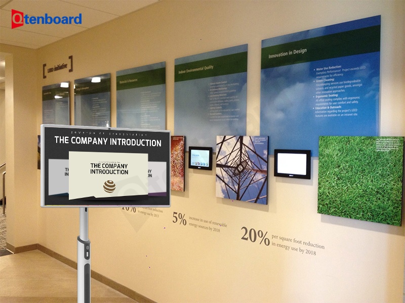 Transform Banquets Instantly:Qtenboard Stanndbyme TV’s Cordless Event Canvas