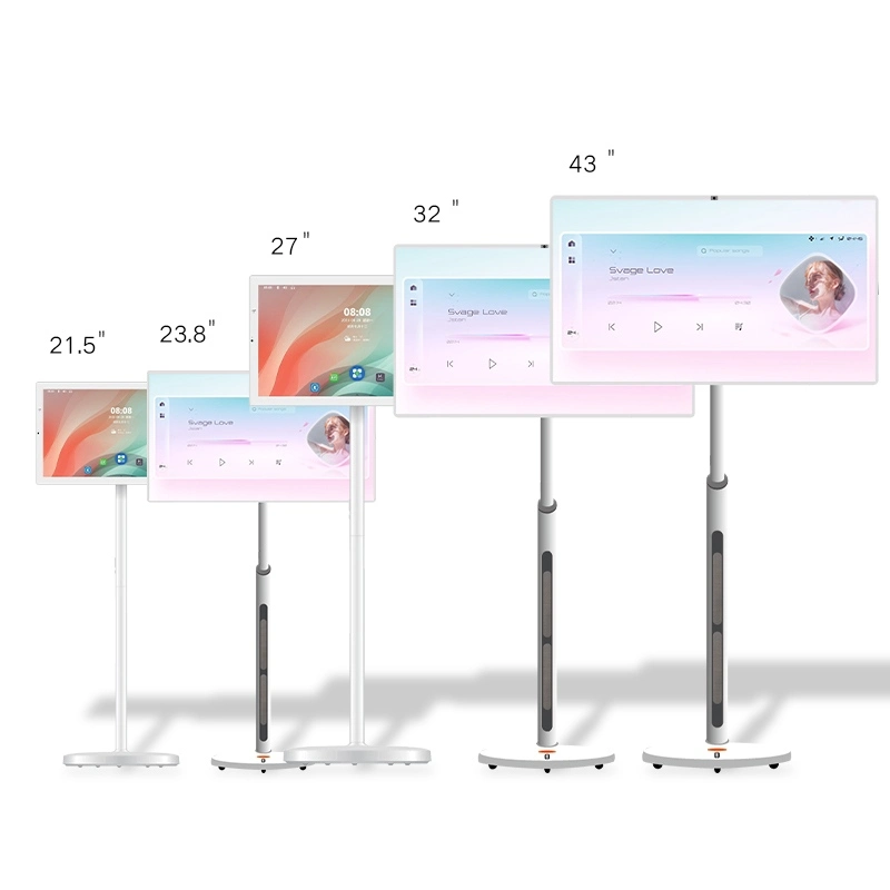 32" 27" 21.5" Smart Portable TV Rollable Moveable TV on Wheels 