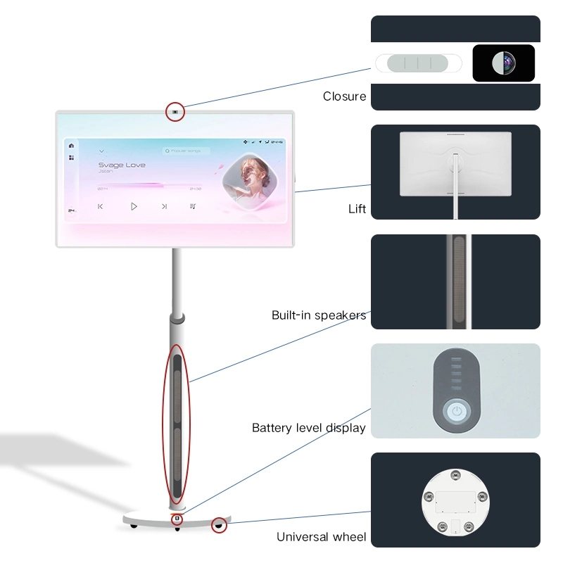 32" 27" 21.5" Smart Portable TV Rollable Moveable TV on Wheels 