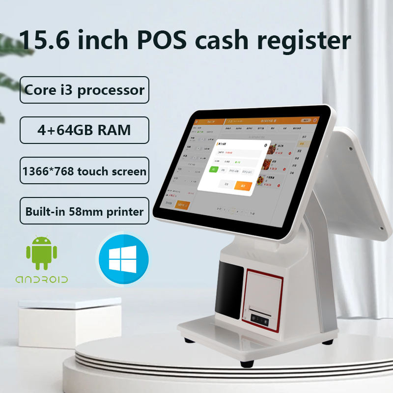 Cash Register System Self Check Out Kiosk Windows POS with Dual/Single Screen & Scanner Printer Support