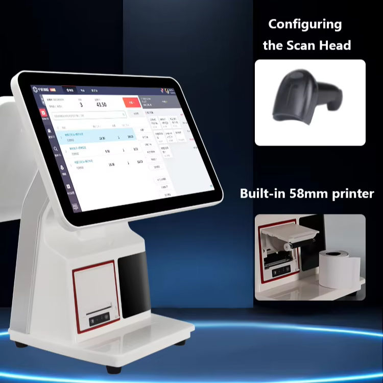 Cash Register System Self Check Out Kiosk Windows POS with Dual/Single Screen & Scanner Printer Support