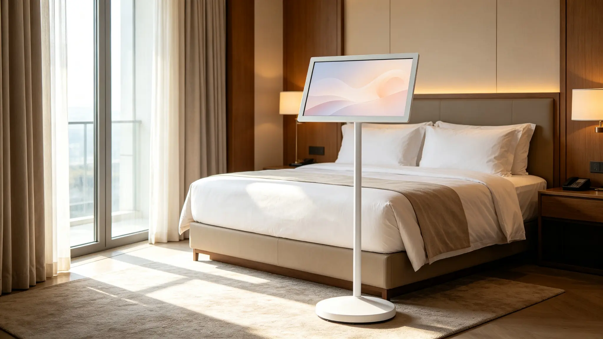 Portable Smart TV for Hotels Movable Touchscreen Display