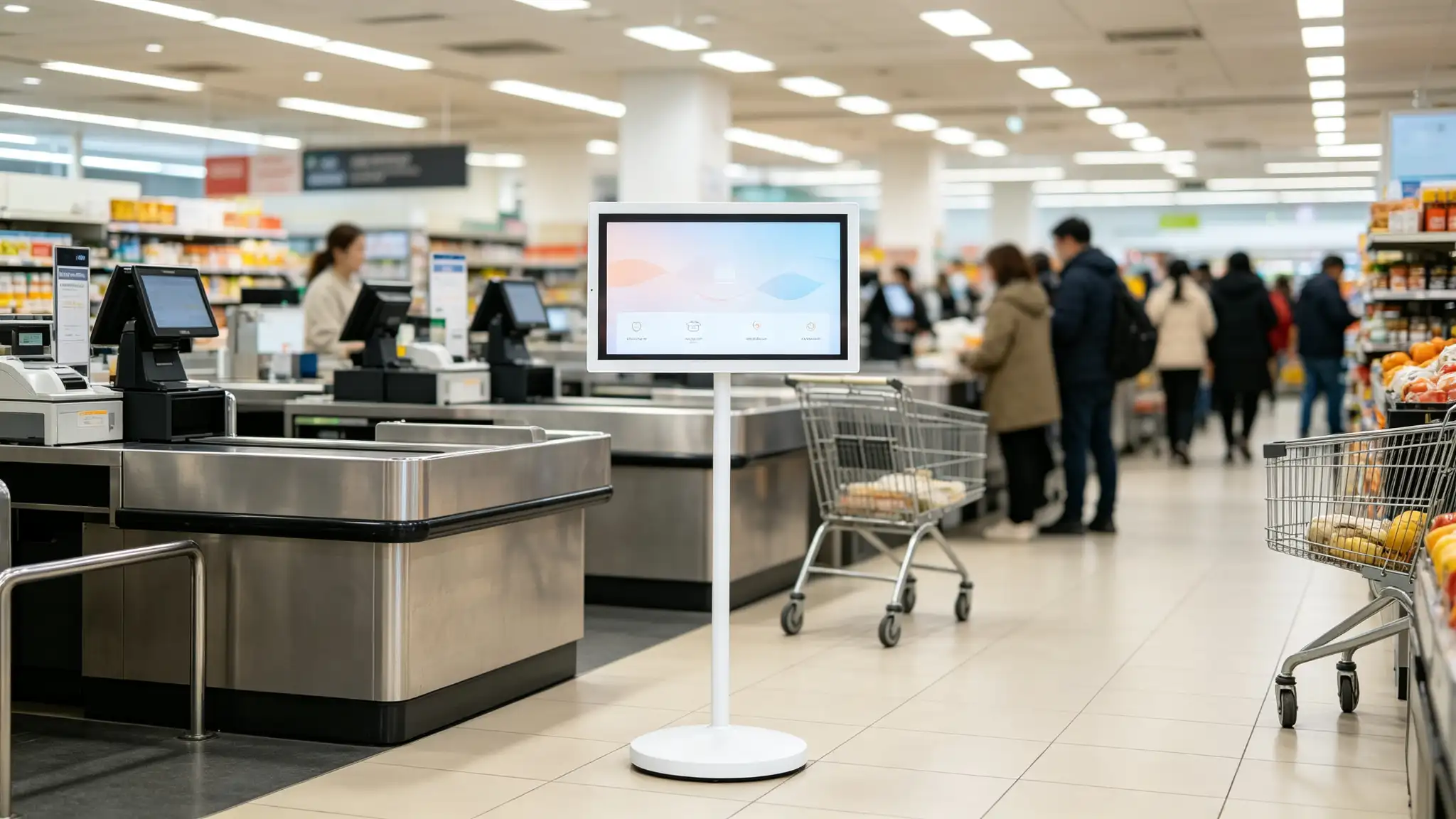 Portable Smart TV for Supermarkets Movable Digital Display