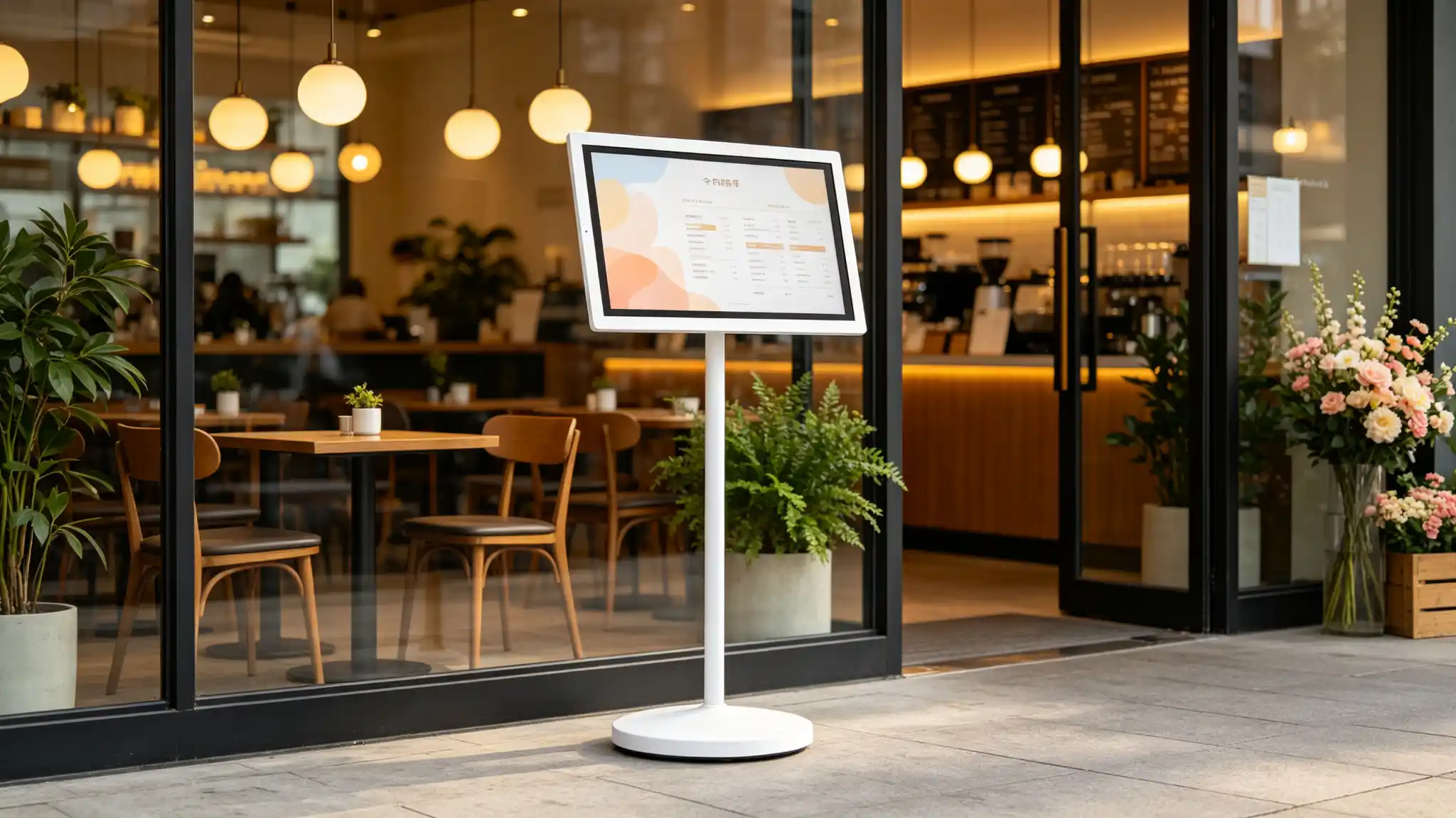 Portable Smart TV for Coffee Shops Movable Digital Menu Board