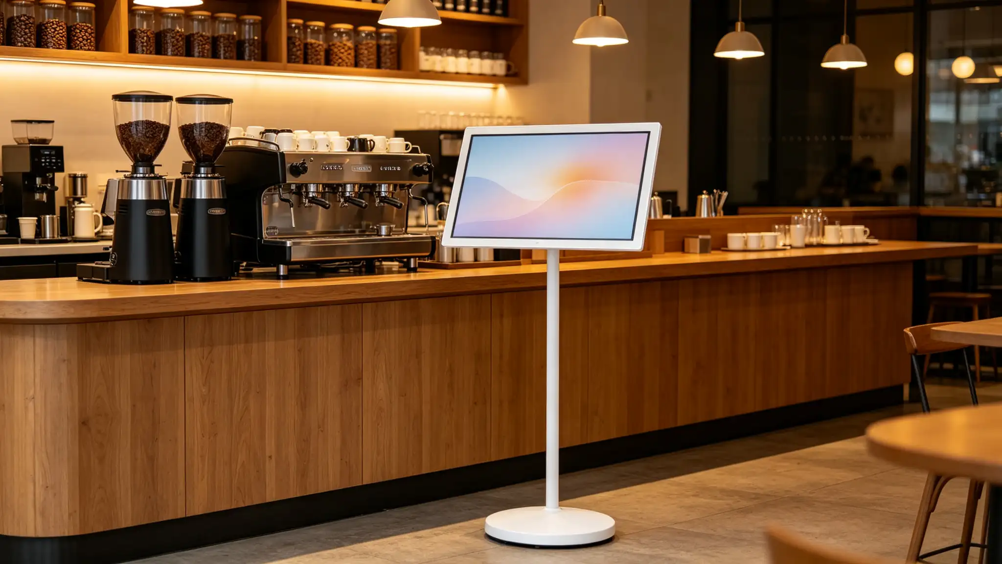 Portable Smart TV for Coffee Shops Movable Digital Menu Board