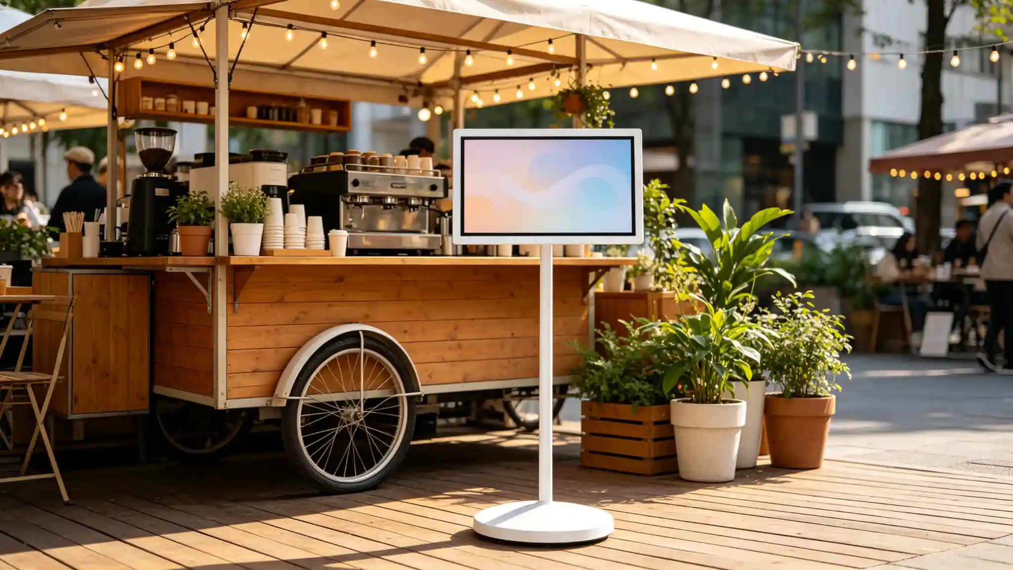 Portable Smart TV for Coffee Shops Movable Digital Menu Board Portable Smart TV for Coffee Shops Movable Digital Menu Board