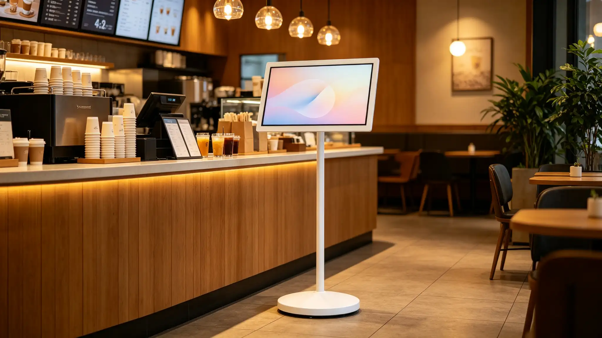 Portable Smart TV for Coffee Shops Movable Digital Menu Board Portable Smart TV for Coffee Shops Movable Digital Menu Board